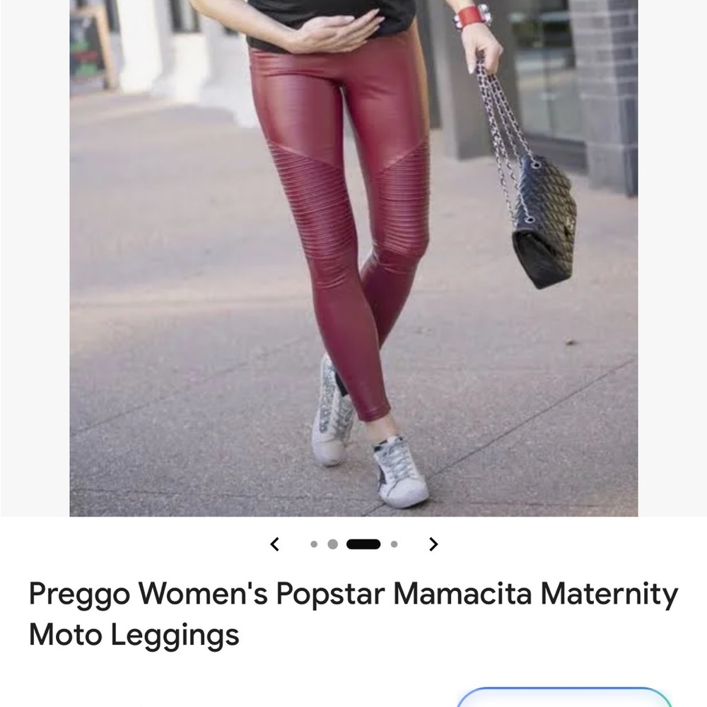 Preggo Women’s Popstar Mamacita Maternity Moto Leggings - Picture 3 of 8